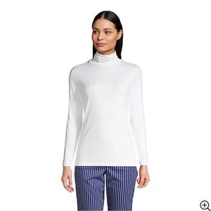 Land’s End Relaxed Fit 100% Cotton Long Sleeve Mock Neck Top